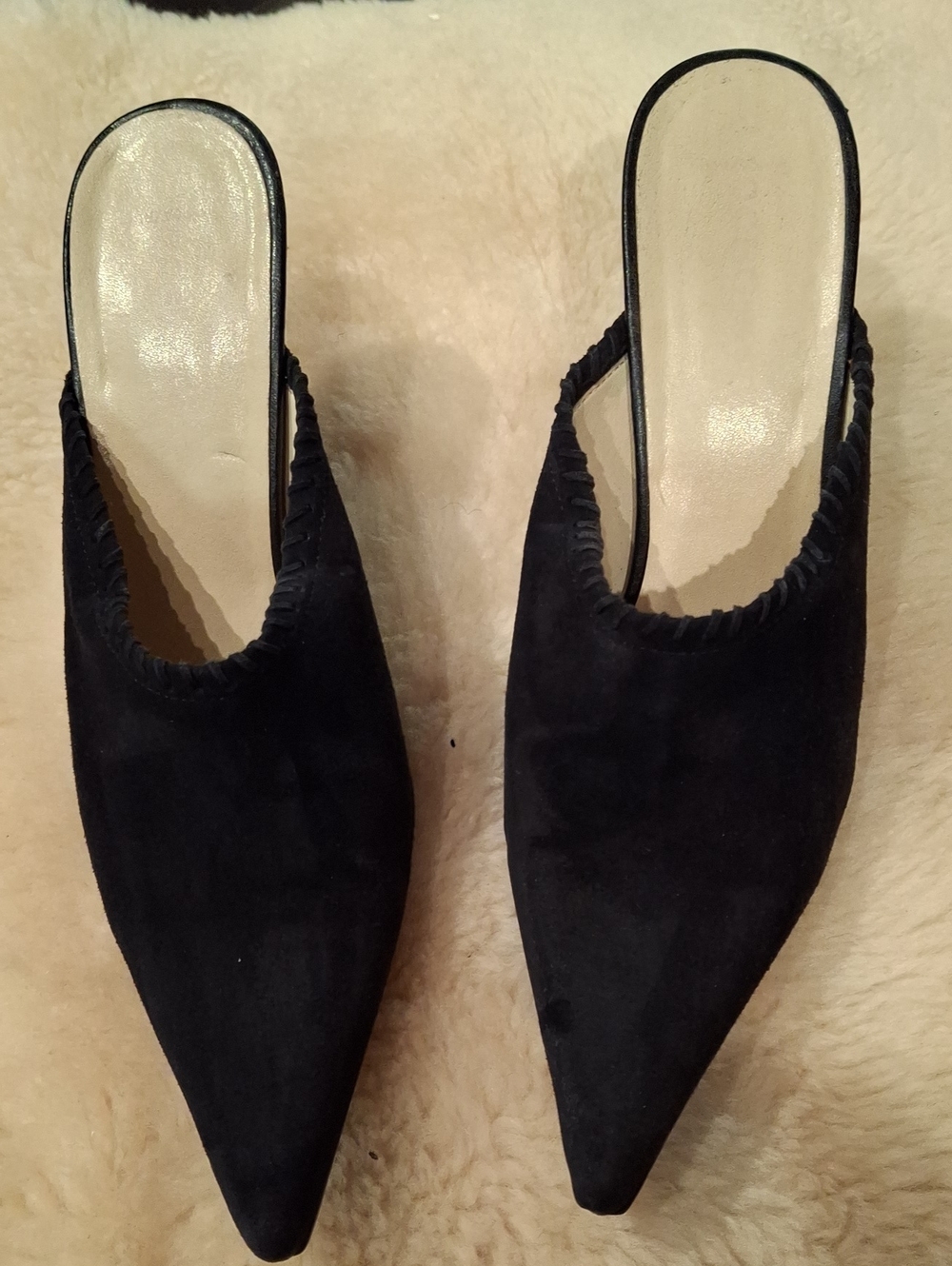 BCBGirls Black Pointed Slip-On Mules